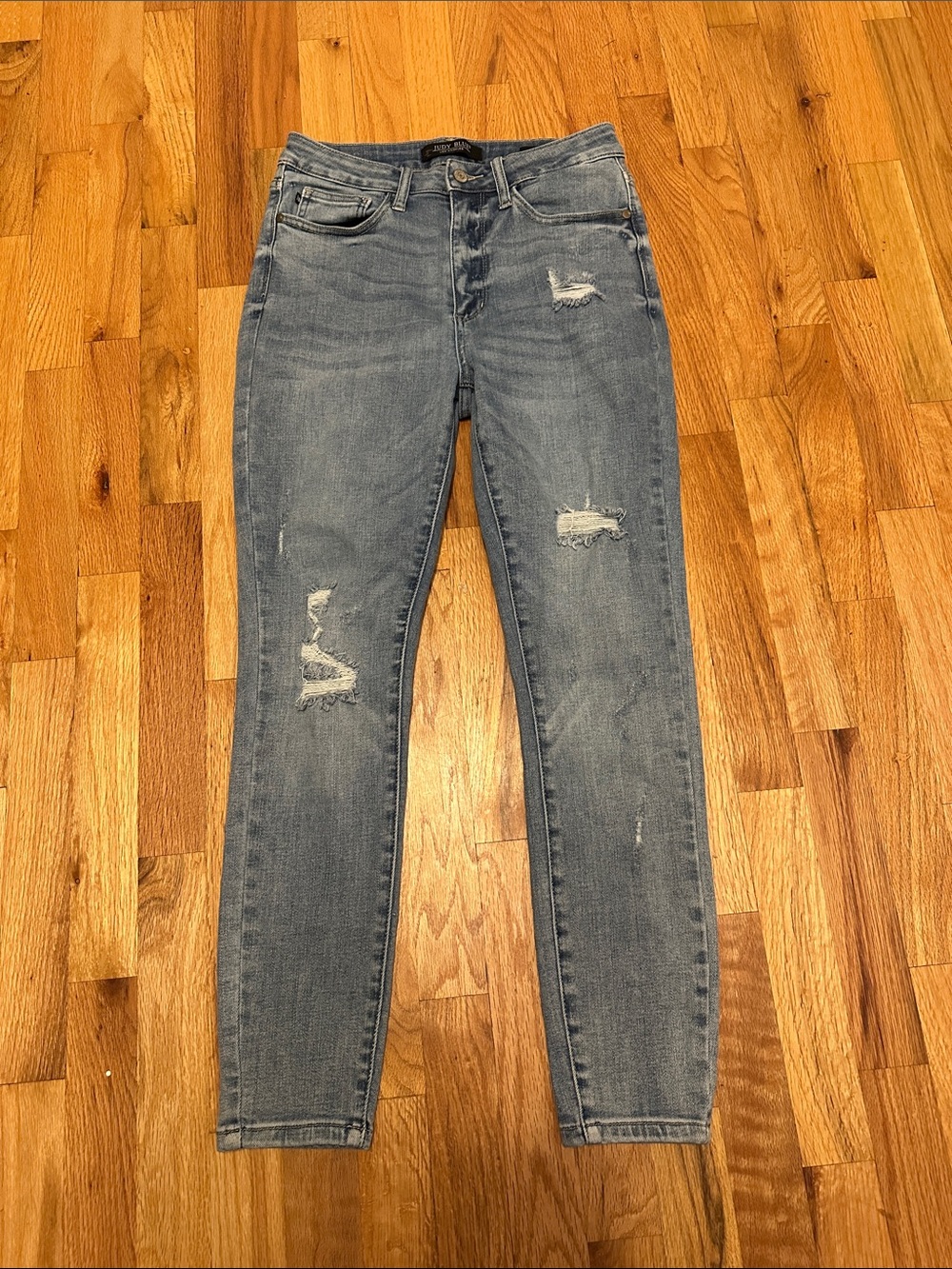 Judy Blue Light Blue Distressed Skinny Jeans